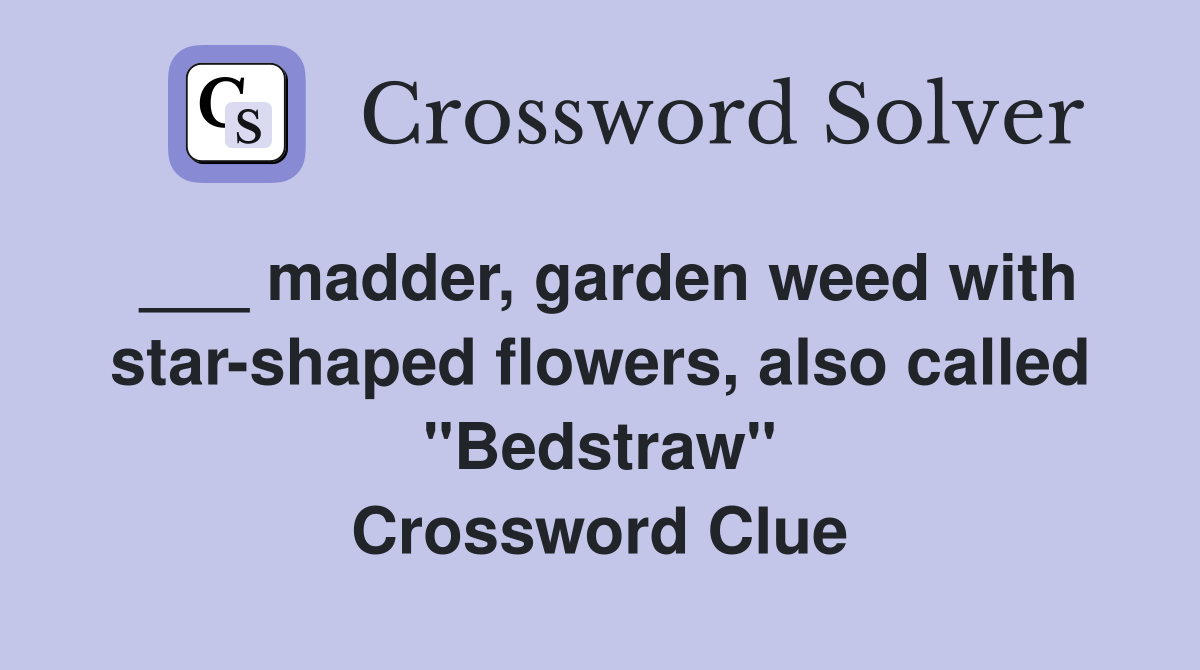 madder, garden weed with starshaped flowers, also called "Bedstraw